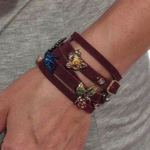 NWOT Betsey Johnson Suede Wrap Charm Bracelet